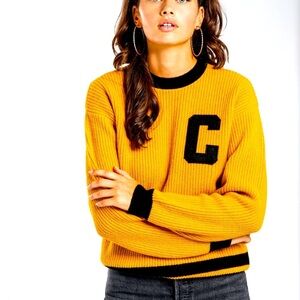 Carhartt WIP Pembroke Sweater Gold and Black Letterman Style Size Small RARE